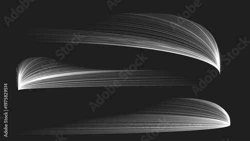 Open book with white pages on a black background representing reading knowledge and education