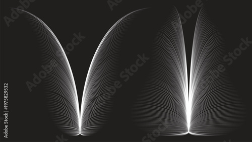 An open old book with white pages symbolizing knowledge and education on a dark background