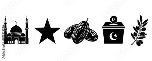 Islamic Ramadan Culture and Religious Silhouette Set