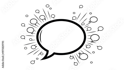 Comic Book Speech Bubble: A classic comic book speech bubble, radiating energy and designed for impactful communication