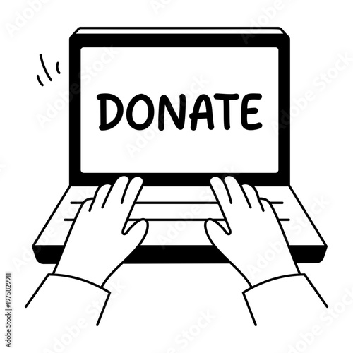A hand drawn style icon showing online donation