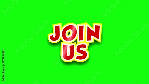 Animated Join Us Text Motion Graphics on Green Screen Background