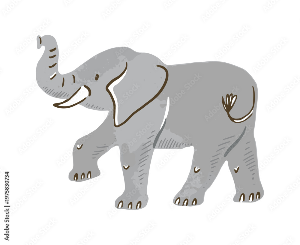 Obraz premium Cute Elephant Illustration Safari Animal Kids Style