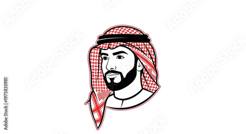 Emirati Man Portrait, Traditional Kandura and Ghutra Headdress, Arab Culture