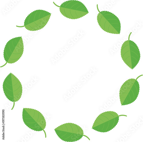 バラの葉っぱ円形フレーム