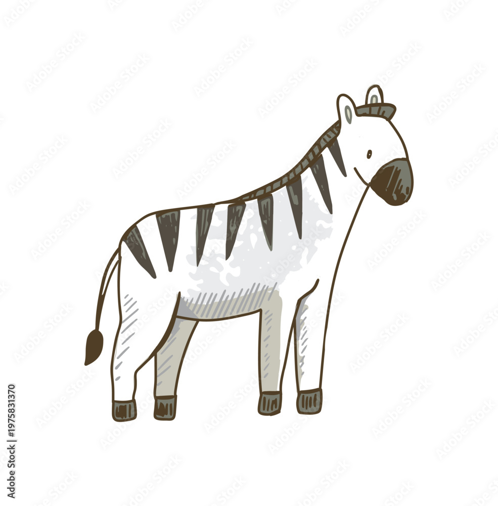 Fototapeta premium Cute Zebra Illustration Safari Animal Cartoon Style