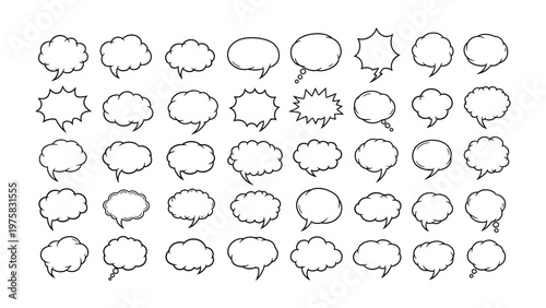 Speaking out: A diverse array of speech bubbles, perfect for conveying messages, thoughts, and ideas in a dynamic and visually appealing manner.