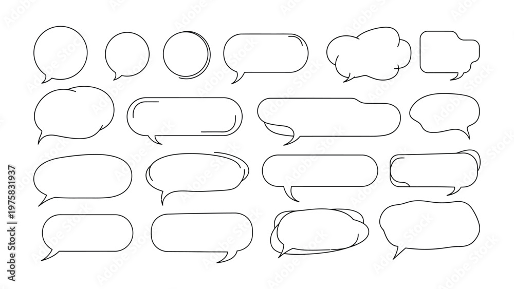 Fototapeta premium Conversation Bubbles Collection: A versatile collection of various shapes dialogue bubbles ready to enhance visual communication for digital projects.