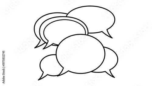 Communicating Ideas: a cluster of speech bubbles, conveying a sense of discussion, conversation, and thought exchange. a simple, uncluttered image suitable for concepts of communication, dialogue.