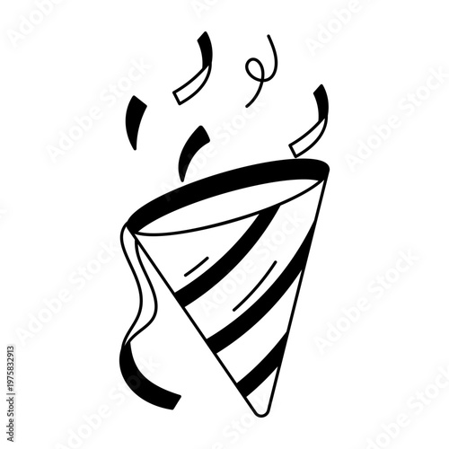 A sketchy style icon depicting party popper