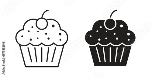 Cupcake icon vector design elements. icon in flat and line style.