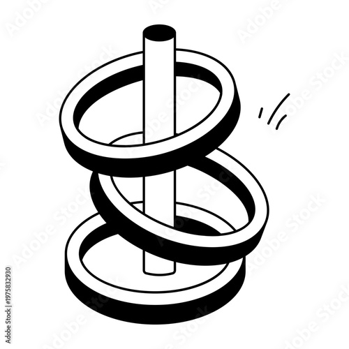 A drawing style icon representing ring toss