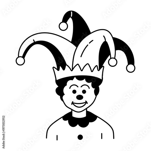 A doodle style icon showing jester
