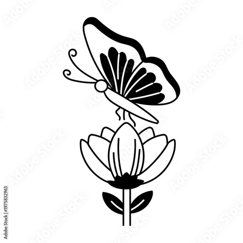 A doodle style icon showing butterfly