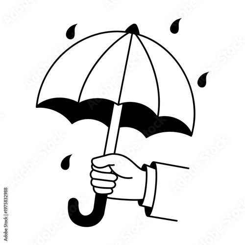 A doodle style icon showing raining
