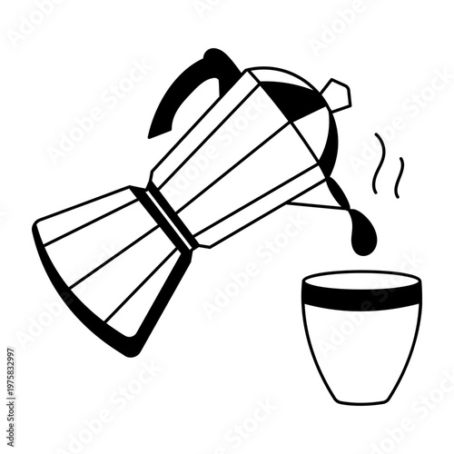 A doodle style icon showing coffee maker
