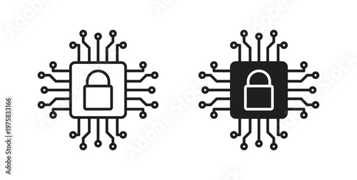 Cyber security icon vector design elements. icon in flat and line style.