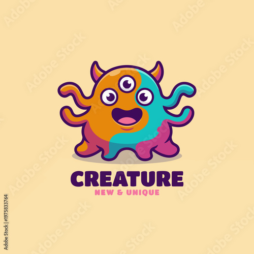 A vibrant, uniquely designed creature with multiple eyes and colorful tentacles, radiating joy and playfulness, perfect for children's themes or whimsical art.