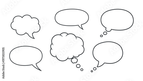 Comic Speech Bubbles: A collection of blank speech bubbles in various shapes and sizes, inviting viewers to fill in their own thoughts and ideas.