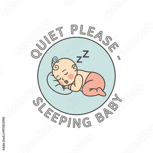 Sleeping Baby Icon: Quiet Please, Gentle Rest, Sweet Dreams