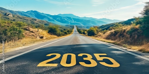 A Long Road Journey to the Year 2035, Stretching into the Distance with a Bright Future Ahead.