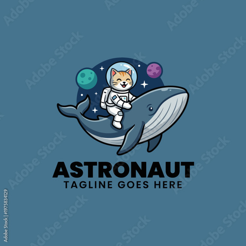A whimsical scene portraying a cat in an astronaut suit riding a whale through outer space, surrounded by colorful planets and a vibrant cosmic background.