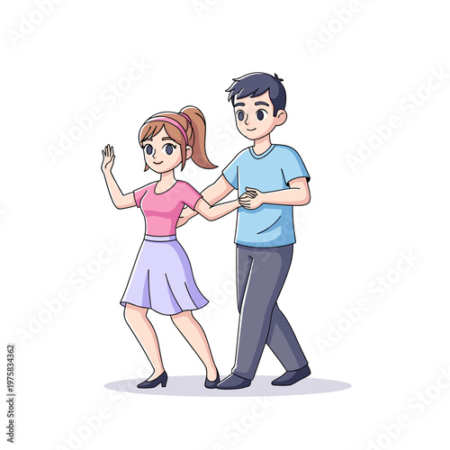 Teens dancing salsa together in colorful attire  