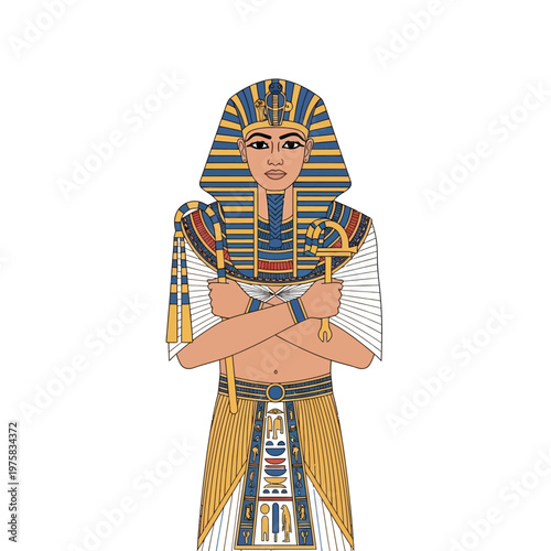 Pharaoh King Ancient Egypt Headdress Crook Flail Scepter Traditional Clothing