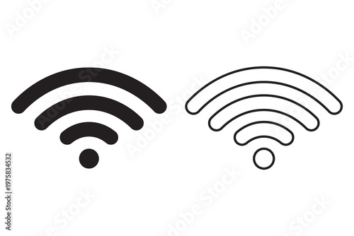 Wireless Signal Broadcast Icons Vector. Wi-Fi Network Signal Waves Symbol on white Background.