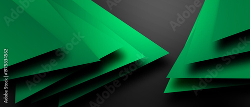 Abstract geometric shapes green and black colors create a modern layered design