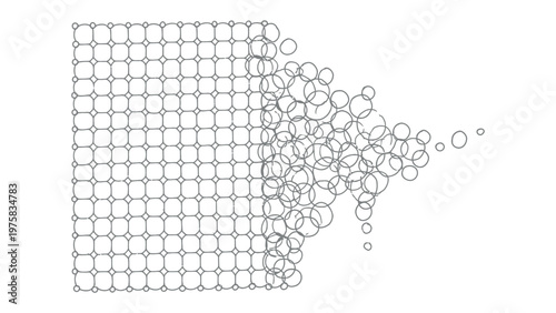 Abstract Concept of Digital Dissolution: A visual representation of a digital grid dissolving, symbolizing data transformation or the decay of order and structure.