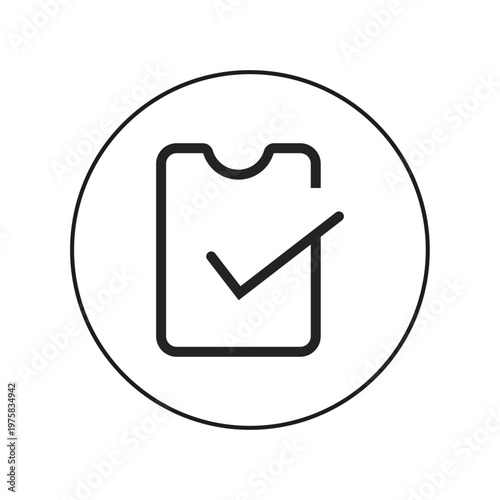 Abstract digital symbol representing a checkmark inside a square within a circle graphic