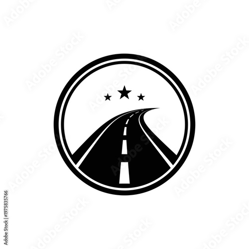 Circular Road Logo with Stars and Highway