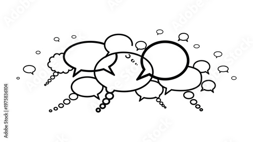 Bubble of Expression: A cluster of blank speech bubbles float in the air, inviting the viewer to fill the void with their own words, ideas, and dialogue, illustrating a realm of open conversation.