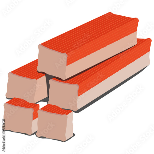 Crab stick processed seafood vector.