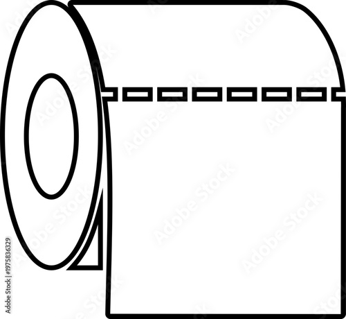 Toilet paper roll icon tissue, paper, bathroom, hygiene, sanitary, restroom supply symbols in flat and line style black vector illustration isolated