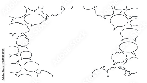 Empty Thoughts: An abstract representation of thoughts and ideas, speech bubbles creating space for thoughts or information, open for interpretation and versatile for various concepts. 