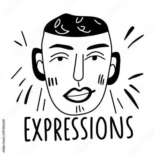 A glyph sticker of a smirking woman emphasizing face expressions and emotions

