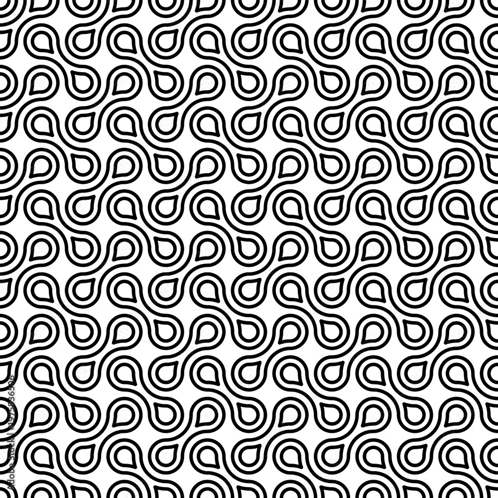 Obraz premium Droplet Seamless Pattern Black and White Coloring Page and Background