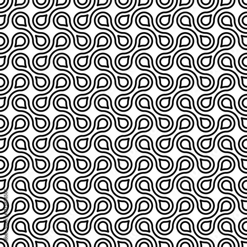 Droplet Seamless Pattern Black and White Coloring Page and Background