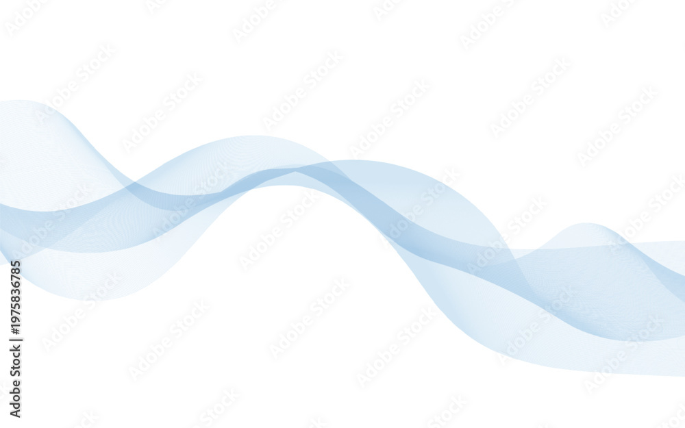 Fototapeta premium Abstract soft blue smoke wave on white background.Elegant flowing blue silk lines vector illustration.
