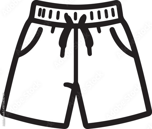 A simple line-drawn pair of athletic shorts, evoking a sense of casual comfort and ease.