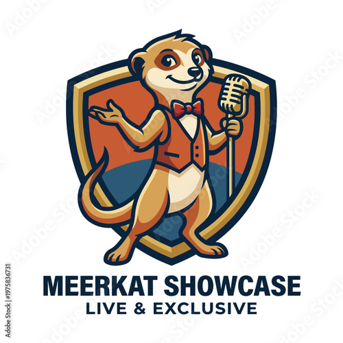 This charming meerkat mascot showcases personality and entertainment, ideal for events or venues requiring a lively and engaging logo in vibrant colors.