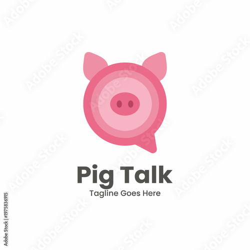 A cheerful pink pig graphic icon, representing fun and playfulness, perfect for discussing topics related to food, conversation, and social interaction in a light-hearted way.