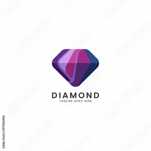 A sleek logo showcasing a diamond shape with smooth gradients, representing luxury and elegance, making it ideal for high-end jewelry or premium brands.