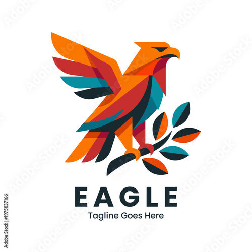 This striking logo features a geometric eagle design, symbolizing strength and freedom while promoting conservation efforts and wildlife preservation for a sustainable future.