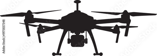 Drone, quadcopter, aerial, silhouette, black, vector, icon, symbol, aircraft, unmanned