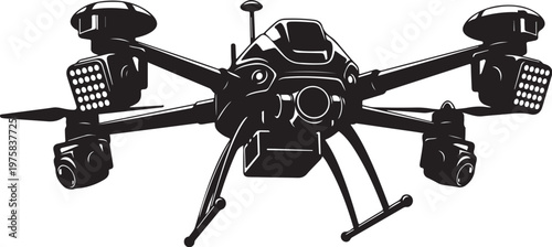 Drone, aerial, vector drone, black drone icon, drone illustration, flying robot