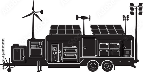 Mobile solar power station, eco friendly trailer, renewable energy generator, sustainable equipment