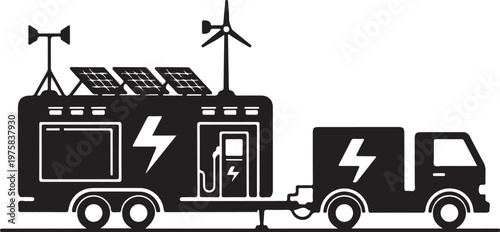 Electric vehicle charging truck, solar powered EV charger, mobile energy storage, sustainable transportation solution